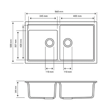 Carysil | 860 Vivaldi Black Granite Kitchen Sink - Acqua Bathrooms