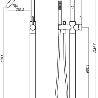 Star | Brushed Chrome Freestanding Bath Mixer With Handshower