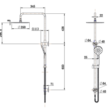 Star | Brushed Nickel  Luxury Shower Column Set