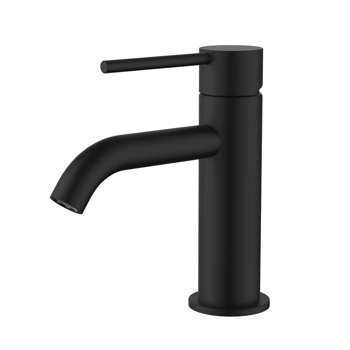 Star Mini | Matt Black Basin Mixer Curved Spout Tap