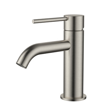 Star Mini | Brushed Nickel Basin Mixer Curved Spout Tap