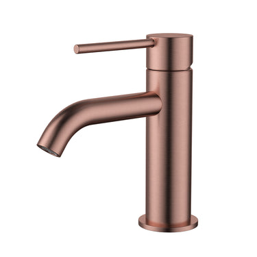 Star Mini | Champagne Basin Mixer Curved Spout Tap