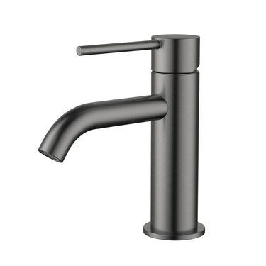 Star Mini | Gun Metal Basin Mixer Curved Spout Tap