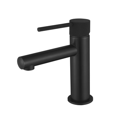 Star Mini | Black Basin Mixer With Knurled Handle Tap