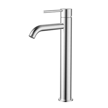 Star Mini | Brushed Chrome Tall Basin Mixer Curved Spout Tap