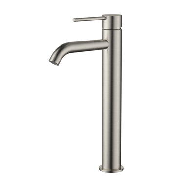 Star Mini | Brushed Nickel Tall Basin Mixer Curved Spout Tap