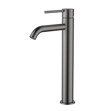 Star Mini | Gun Metal Tall Basin Mixer Curved Spout Tap