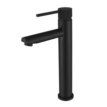 Star Mini | Matt Black Tall Basin Mixer With Knurled Handle Tap