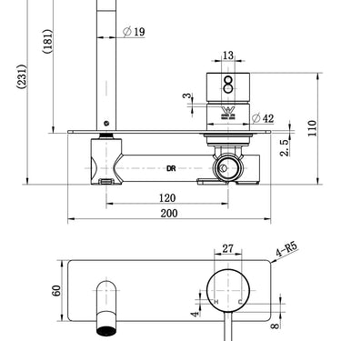 Star Mini | Brushed Nickel Wall Combination Mixer Tap