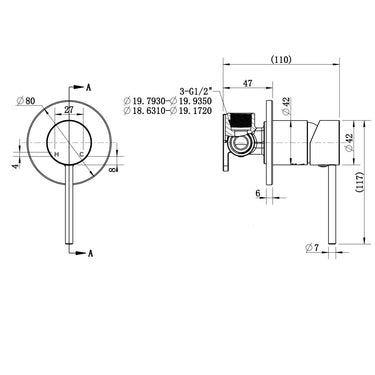 Star Mini | Brushed Nickel Shower Mixer 80MM