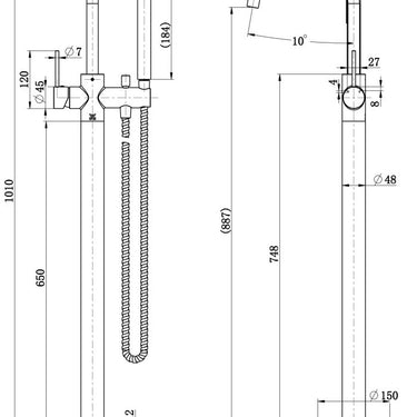 Star | Matte Black Mini Freestanding Bath Mixer With Handshower