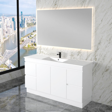 Less | 1500mm Single Bowl Vanity Gloss White