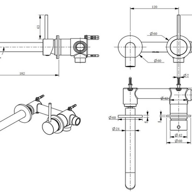 Matte Black | Round Wall Bath/Basin Mixer With Spout