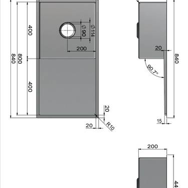 Meir | Brushed Nickel Lavello Single Bowl & Drainboard Kitchen Sink- PVD
