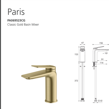 Oliveri |  Paris Classic Gold Basin Mixer