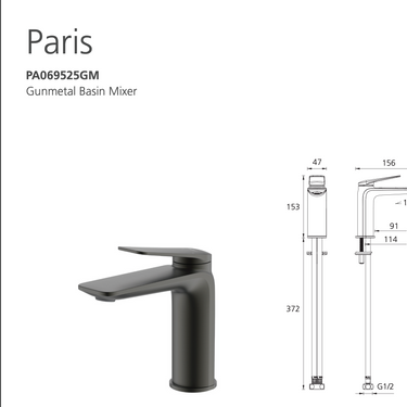 Oliveri |  Paris Gunmetal Basin Mixer
