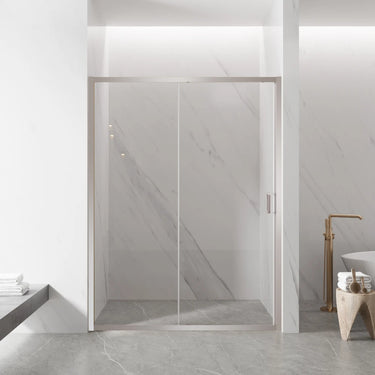 Brushed Nickel Sliding Semi-Frameless Wall to Wall Shower Screen