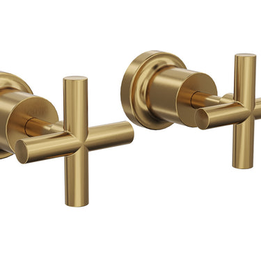 Linsol | Brushed Brass Tre Cross Handle Wall Tops