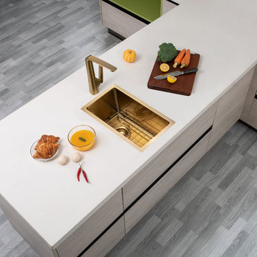 Brushed Gold 250 x 450 x 215mm Kitchen Sink - Acqua Bathrooms