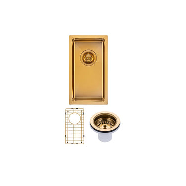 Brushed Gold 250 x 450 x 215mm Kitchen Sink - Acqua Bathrooms