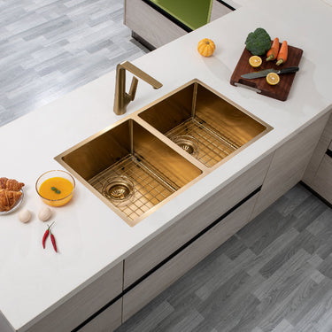 Brushed Gold 770 x 450 x 215mm Kitchen Sink - Acqua Bathrooms
