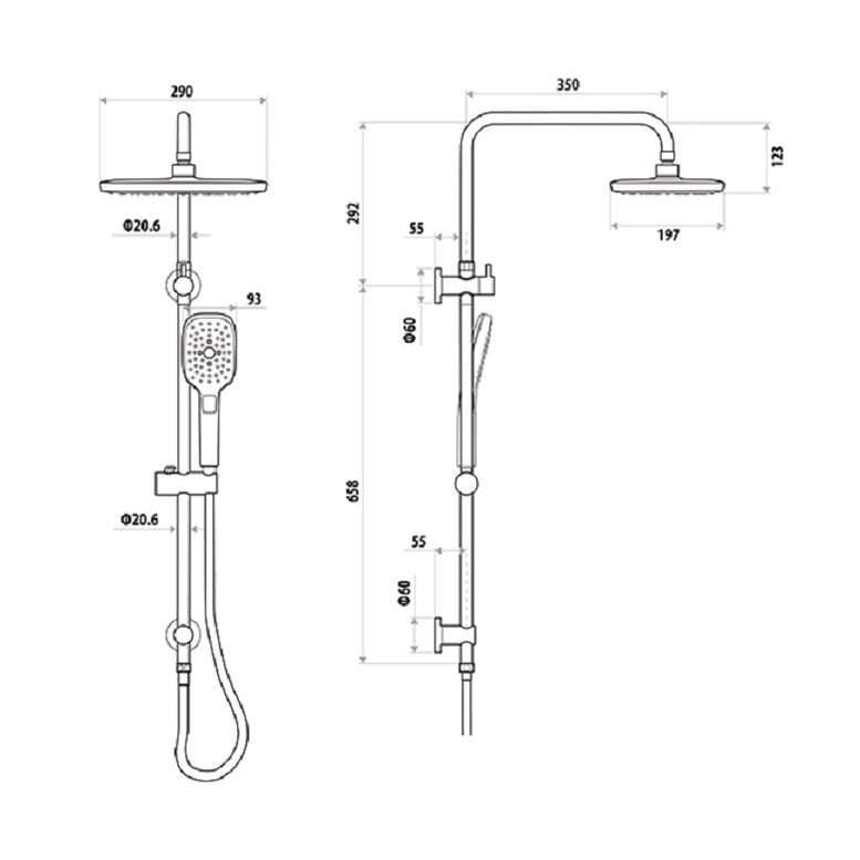 Huntingwood | Twin Shower with Rail | Smeaton Bathrooms