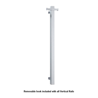 Thermo | Square Vertical Single Bar Heated Towel Rail | W142xH900xD100mm