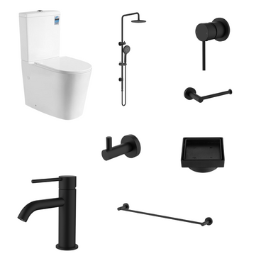 Round Matte Black Bathroom Package