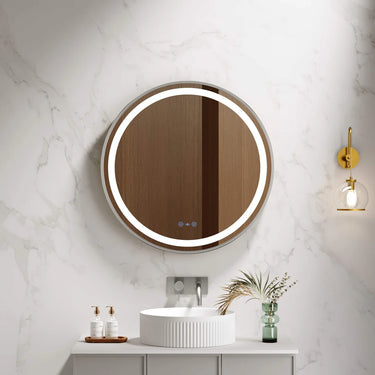 Mercio | Brsuhed Nickel Frame Venus 600mm / 750mm / 900mm LED Round Mirror