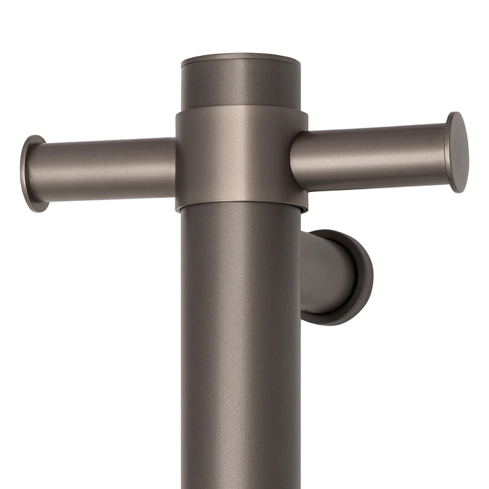 Thermo | Gun Metal Straight Round Vertical Single Heated Towel Rail | W142xH900xD100mm