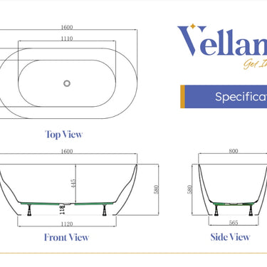Alassio | 1600mm Lucite Freestanding Bath Gloss White