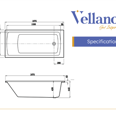 Muccia | 1675mm Lucite Drop In Bath