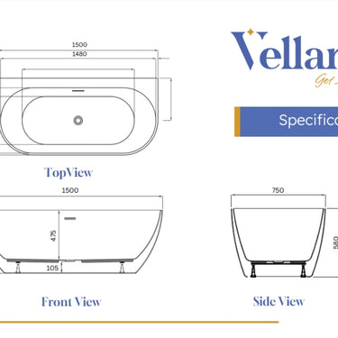 Polino | 1500 Back To Wall Lucite Freestanding Bath Matte White