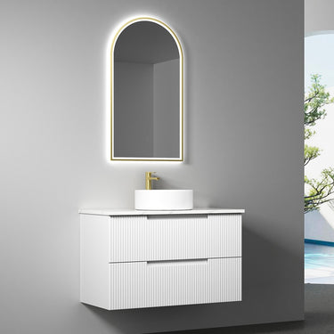 Verona Mark II | 900mm White Fluted Wall Hung Vanity