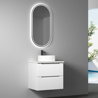 Verona Mark II | 600mm White Fluted Wall Hung Vanity