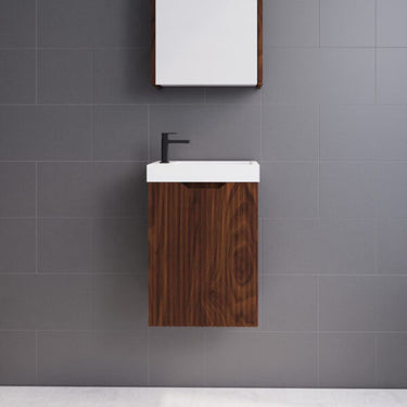 Vienna | Mini Fluted Wall Hung Vanity | Brown oak