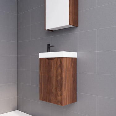 Vienna | Mini Fluted Wall Hung Vanity | Brown oak