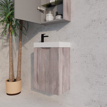 Vienna | Mini Fluted Wall Hung Vanity | White oak