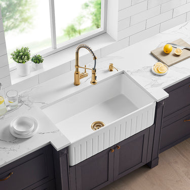 CETO | 828 x 457mm Greenwich Gloss White Fire clay Farmhouse Sink