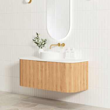 Bondi | Woodland Oak Fluted 1200mm Curve Vanity