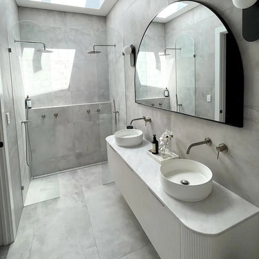 Bondi | Satin White Fluted 1800mm Curve Vanity