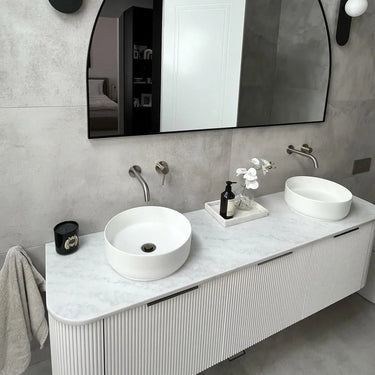 Bondi | Satin White Fluted 1800mm Curve Vanity