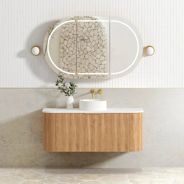 Bondi | Woodland Oak Fluted 1200mm Curve Vanity