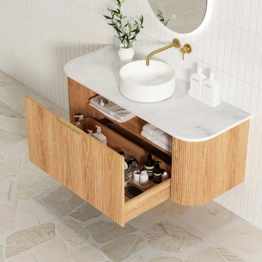 Bondi | Woodland Oak Fluted 1200mm Curve Vanity