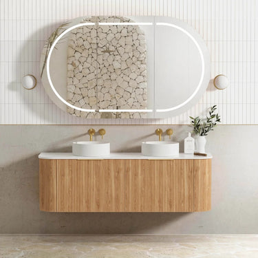 Bondi | Woodland Oak Fluted 1500mm Curve Vanity