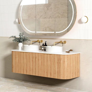 Bondi | Woodland Oak Fluted 1500mm Curve Vanity