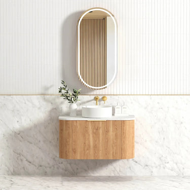 Bondi | Woodland Oak Fluted 900mm Curve Vanity