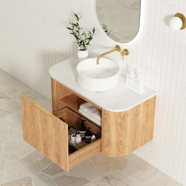 Bondi | Woodland Oak Fluted 900mm Curve Vanity