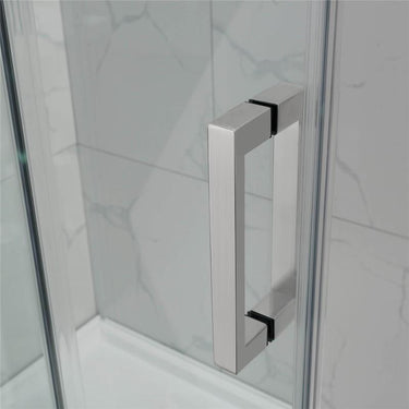 Brushed Nickel Square Frameless Adjustable Wall to Wall Sliding Shower Screen