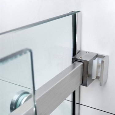 Brushed Nickel Square Frameless Adjustable Wall to Wall Sliding Shower Screen